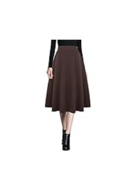 Women's Dark Brown Midi A-Line Skirt
